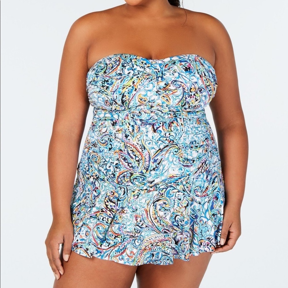 LAUREN Ralph Lauren Ruched Bandeau One Piece